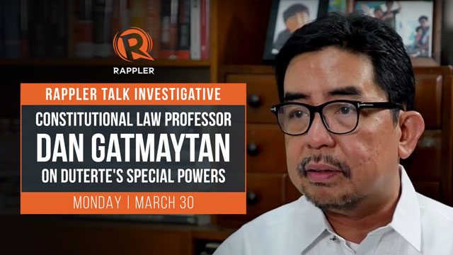 Rappler Talk: Constitutional law professor Dan Gatmaytan on Duterte’s special powers