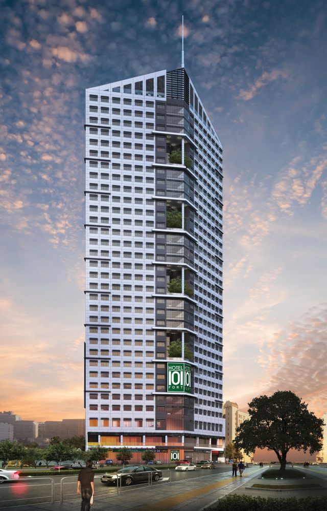 HOTEL 101-FORT. It will house 606 hotel rooms, a 3-level podium with specialty retail shops and dining outlets, as well as a full amenity floor. Image from Hotel of Asia    