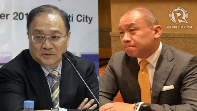 CONTENT PARTNERSHIP. GMA Network says it is choosing between PLDT and Globe for content distribution. In the photo are PLDT's Manuel Pangilinan (left) and Globe's Ernest Cu (right) 