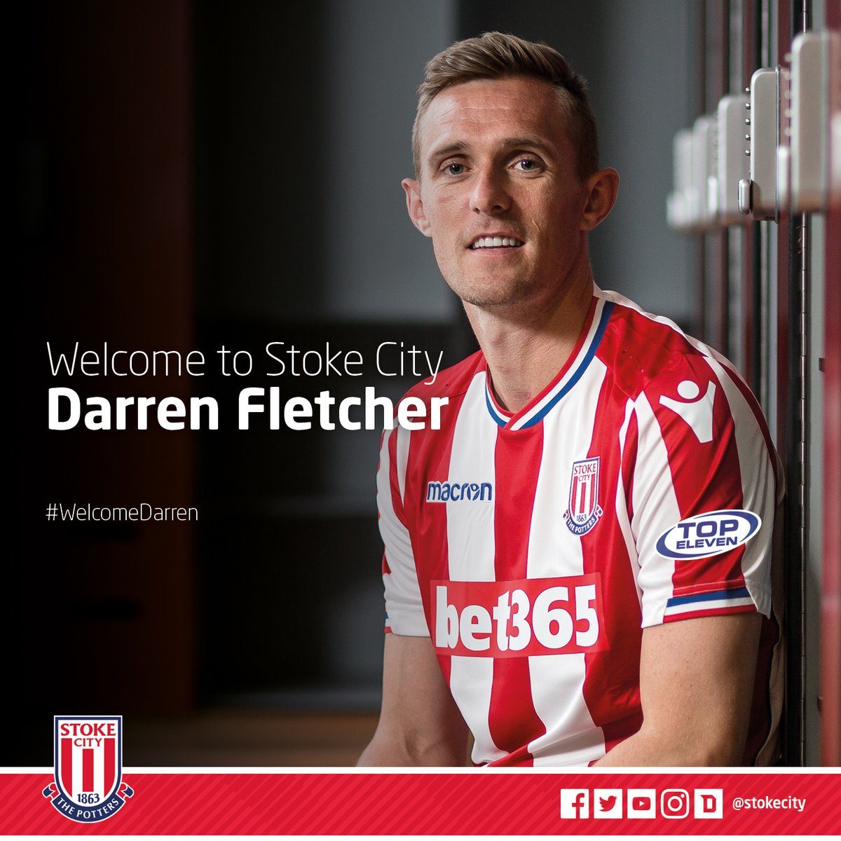 Darren Fletcher resmi bergabung dengan Stoke City mulai 1 Juli mendatang. Foto dari Twitter/@stokecity 
