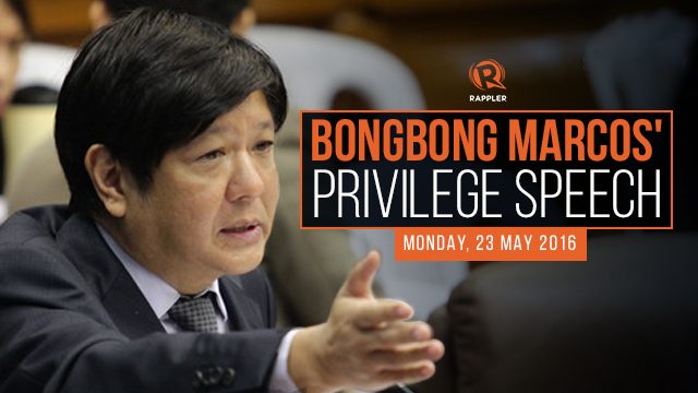 LIVE: Bongbong Marcos’ privilege speech, May 23