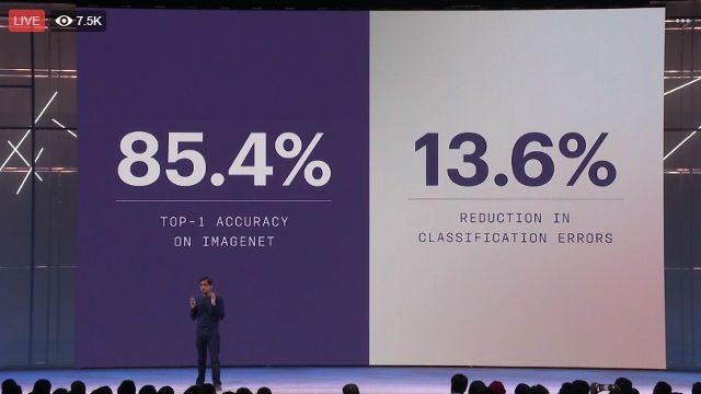 TOPPING IMAGENET. Srinivas Narayanan, Facebook's director of AI and machine learning, explains how Facebook's AI topped a image recognition and categorization test. Screenshot from Facebook livestream. 