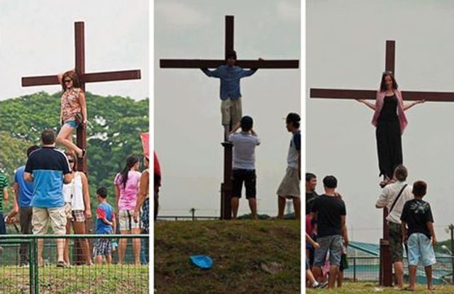 The story behind the photos of tourists posing on Pampanga crosses