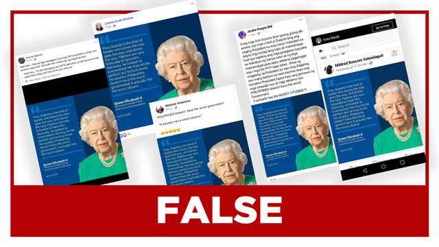 FALSE: Queen Elizabeth II’s quote praising Duterte