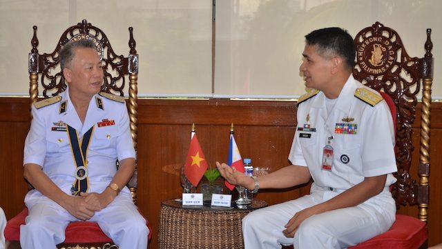 STRONGER TIES. Vietnam People Navy's Deputy Chief of Staff Rear Admiral Nguyen Van Kiem and Philippine Navy Rear Admiral Caesar Taccad. Photo from the PH Navy