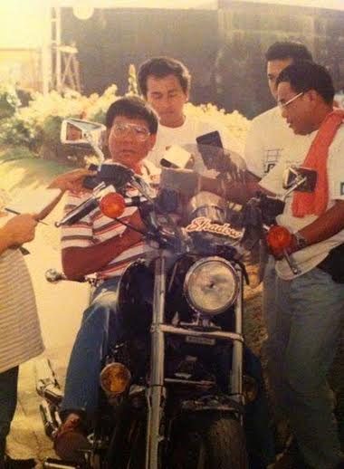 BIKER. An old photo shows Rodrigo Duterte on one of his beloved motorcycles. Photo courtesy of Editha Caduaya/Rappler 