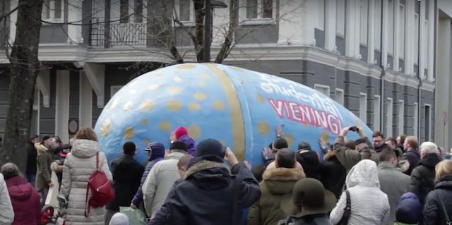 WATCH: Giant Easter egg rolled in Lithuania
