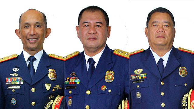 (L-R) Police Director Benjamin Magalong, Police Dir Catalino Rodriguez, and Chief Superintendent John Sosito lead the PNP's Board of Inquiry 