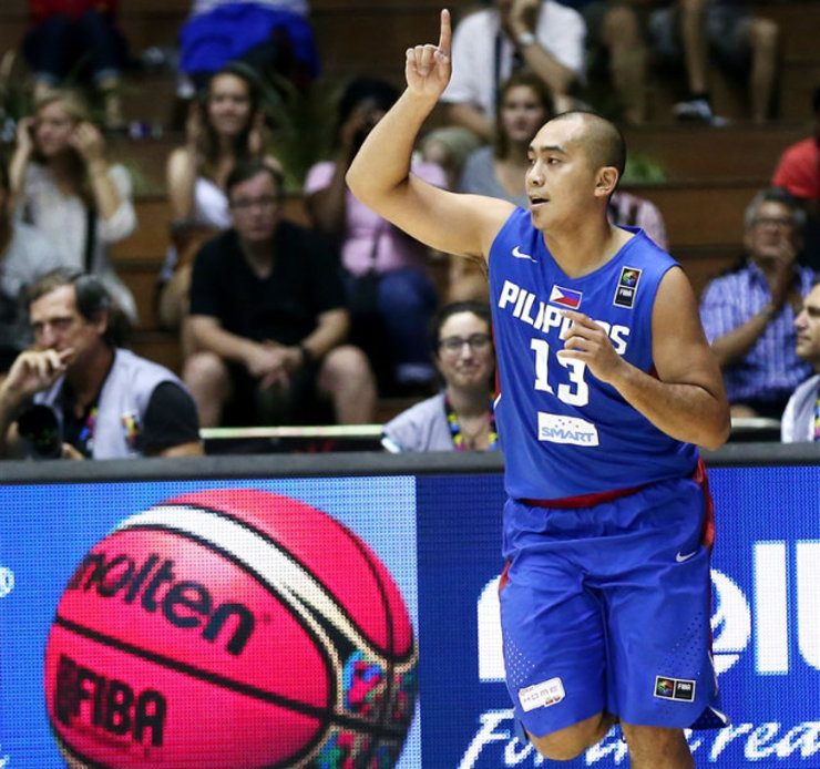 Paul Lee of Gilas signals after hitting 1 of 2 back-to-back three pointers. Photo from FIBA.com