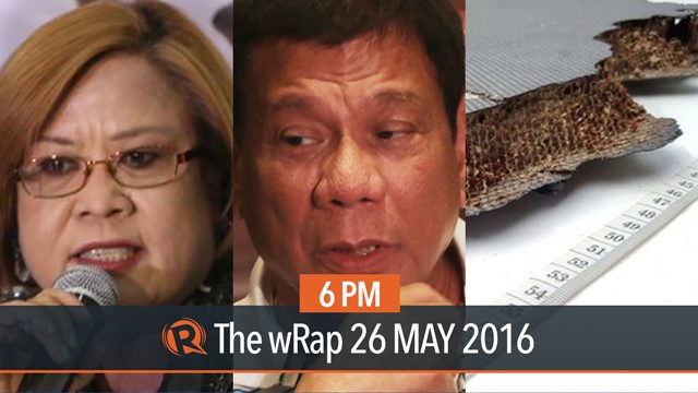 Duterte vs De Lima, PH Left nominees, MH370 | 6PM wRap