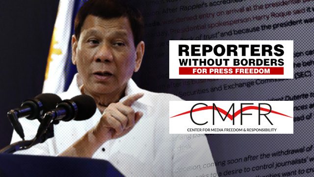 Media watchdogs slam Malacañang ban on Rappler reporter
