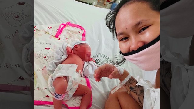 NEWBORN. Activist Ina Nasino, 23, gives birth to a baby girl at the Dr Fabella Memorial Hospital on July 1, 2020. Photo courtesy of Kapatid 
