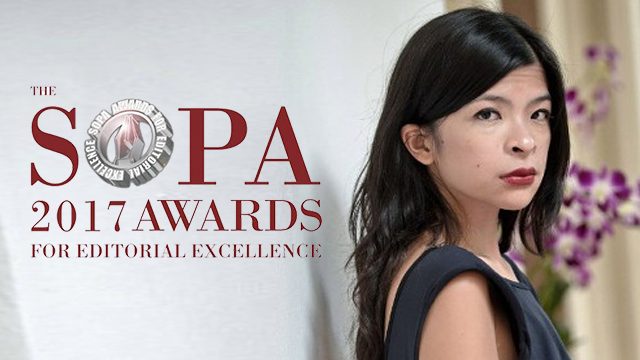 Rappler’s Patricia Evangelista finalist in SOPA awards