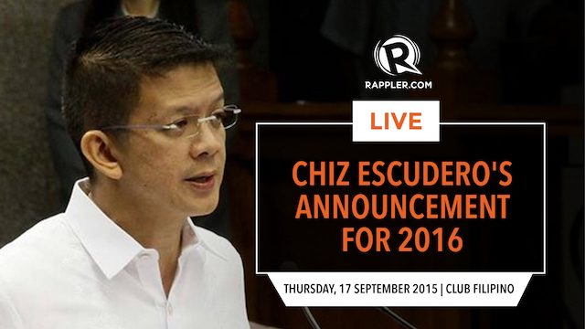 LIVE: Chiz Escudero’s announcement for 2016