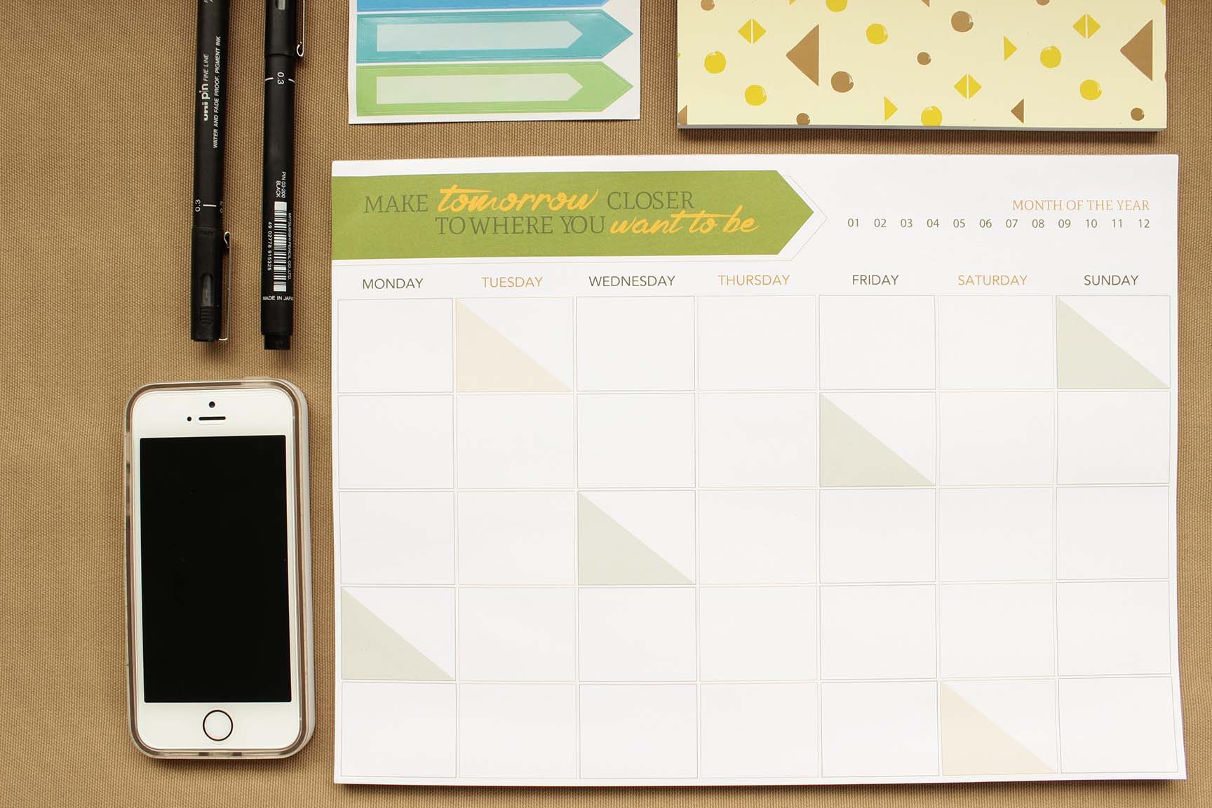 Calendar Pad with the slogan, “Make Tomorrow Closer To Where You Want To Be” (P250)
 