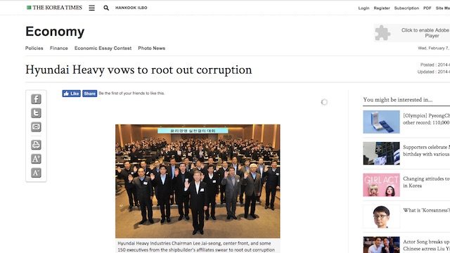 BATTLING CORRUPTION. The company vows to root out corruption  