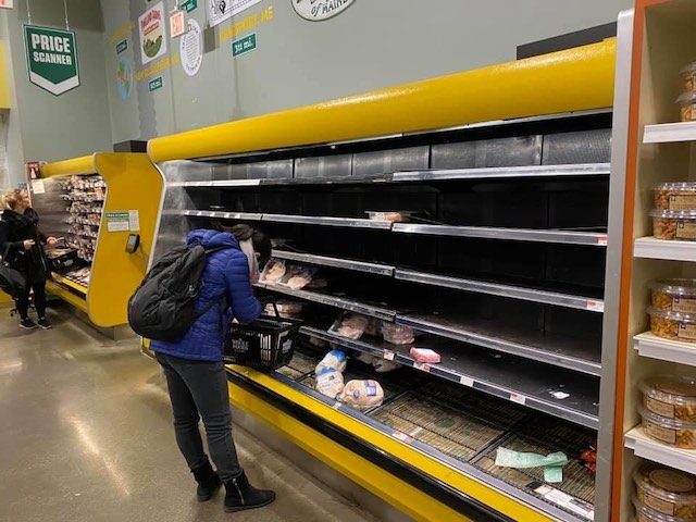 EMPTY. Supermarket shelves are wiped out. Photo by Ünal Sayman
