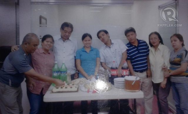 PARTY. Lawyer Richard Cambe (third from right), staff of Senator Bong Revilla, is photographed with employees of alleged schemer Janet Lim-Napoles. Photo obtained by Rappler