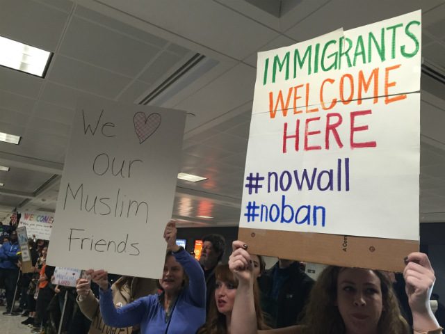 Protesters at U.S. airports: ‘Refugees welcome here!’