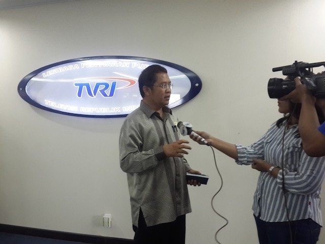 Menkominfo Rudiantara saat diwawancarai wartawan di kantor TVRI pada Kamis, 5 November 2014. Foto oleh Uni Lubis 