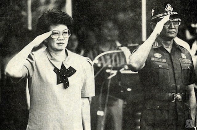 CORY AQUINO AND FIDEL RAMOS. President Corazon Aquino and General Fidel V. Ramos stand together after a coup attempt in 1987 that almost killed her son. Photo from gov.ph   