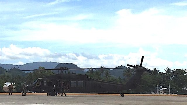 BLACK HAWK. A Black Hawk chopper lands in Casiguran, Aurora. 