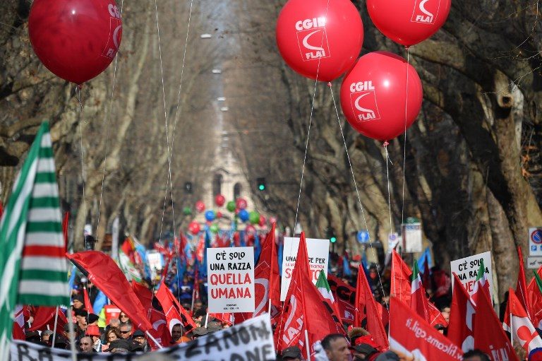 Italian unions lead mass demonstration for economic growth