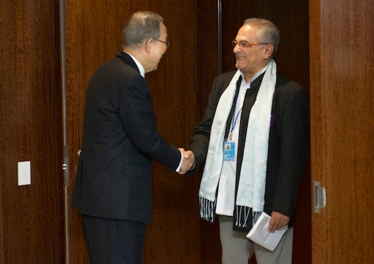 UN Secretary-General Ban Ki-moon with Jose Ramos-Horta, chair of the High-Level Independent Panel for the Review of Peace Operations, United Nations, New York, 18 November 2014. Mark Garten/UN Photo