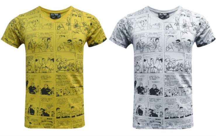 SHIRT STORY. Comic strips from Pugad Baboy printed on men's t-shirts. Photo courtesy of Solo