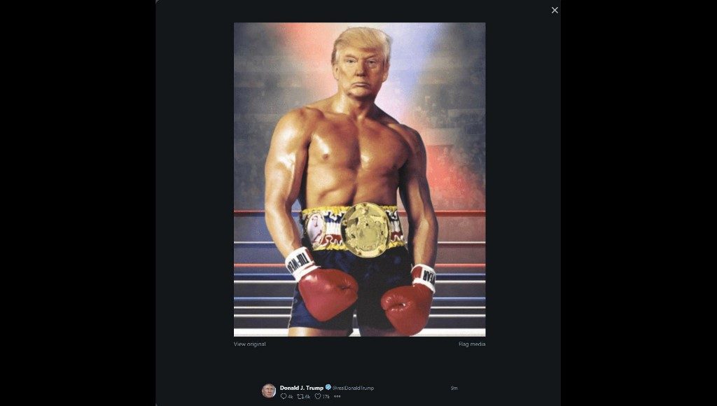 Trump tweets photoshopped topless hunky image of ‘himself’