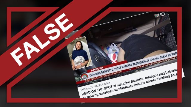 FALSE: Claudine Barretto ‘dies on the spot’ from multiple gun shots in QC