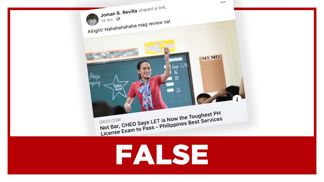 FALSE: CHED says LET is ‘toughest exam to pass’