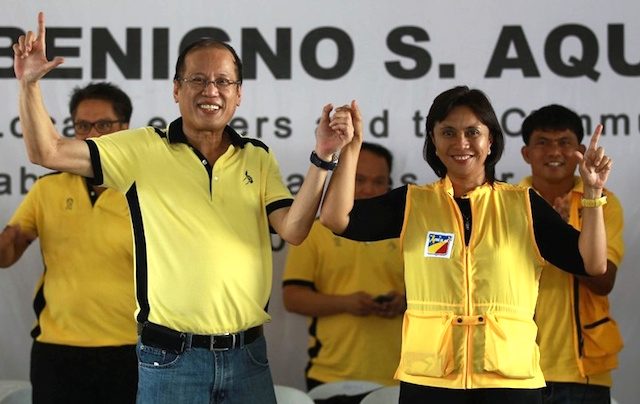ENDORSEMENT. President Benigno S. Aquino III endorses Leni Rebredo, then the Liberal Party congressional candidate for the 3rd District of Camarines Sur in the 2013 elections. File photo by Jay Morales/Malacañang Photo Bureau   