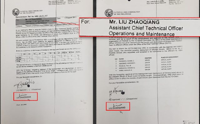 CHINESE. An NGCP memorandum signed by Liu Zhaoqiang. Photo courtesy of Hontiveros' office 