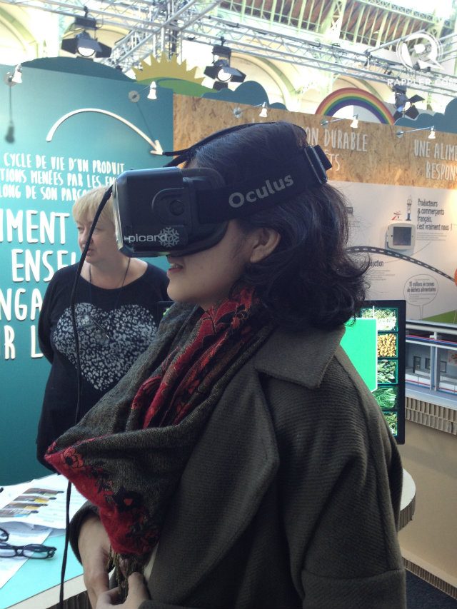 VIRTUAL REALITY. Virtual reality headsets are common across different exhibits on the sidelines of the Paris climate talks.  