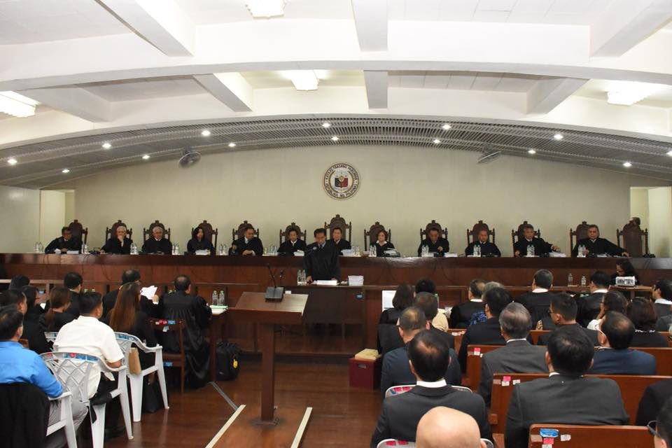 FIRST. Chief Justice Maria Lourdes Sereno defends herself before colleagues in public oral arguments, the first in the history of the Philippine judiciary. Photo courtesy of the SC PIO  