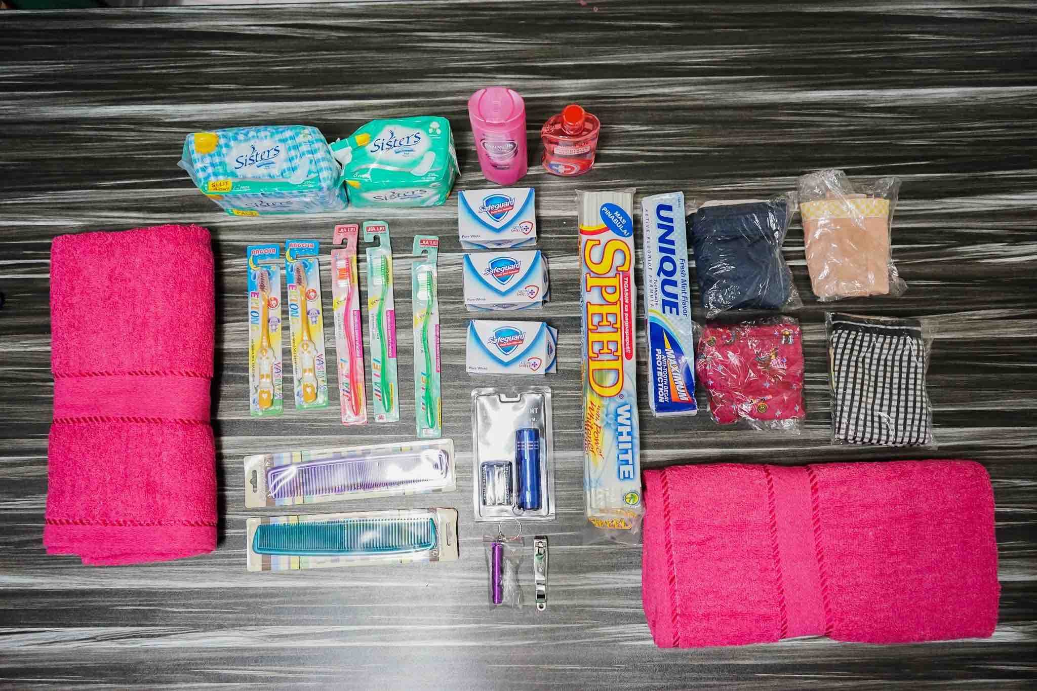 HYGIENE SUPPLIES. The DSWD will distribute dignity kits to families who are still staying in evacuation centers. Photo courtesy of DSWD  