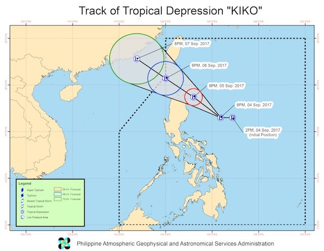 5 areas under signal no. 1 due to Tropical Depression Kiko