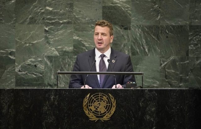 ICELAND'S FOREIGN MINISTER. Iceland's Foreign Minister Gudlaugur Thór Thórdarson at the United Nations. Photo from the Government of Iceland website  