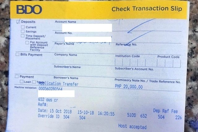 MIDDLEMAN? Paras is sent this receipt by Santos as proof of their payment to pass. Photo from AK Paras 
