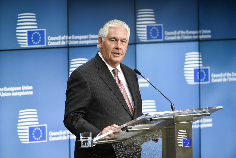 Under-fire Tillerson flies U.S. flag in skeptical Europe