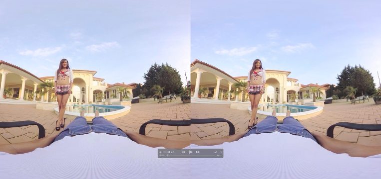 JARRING WITHOUT VR. The experience of watching virtual reality without the VR technology is jarring. Screen shot from BadoinkVR. 