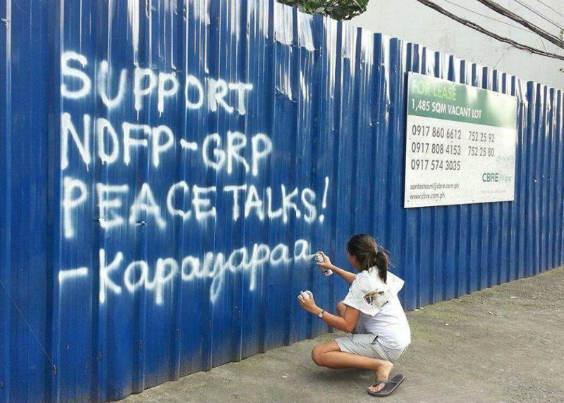 PEACE TALKS. AGHAM calls on fellow scientists and the people to support the peace talks. Photo courtesy of AGHAM 