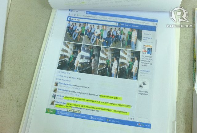GOING ONLINE. DENR operatives highlight incriminating online exchanges found in the account of illegal wildlife trader Jerry Juan. Photo by Pia Ranada/Rappler 