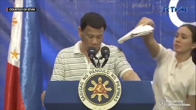 Duterte bugged by cockroach during speech
