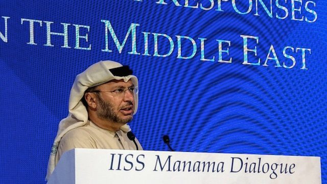 GLOBAL CONDEMNATION. UAE's Foreign Minister Dr Anwar Mohammad Gargash condemns Donald Trump's Jerusalem decision at the Manama Dialogue. Photo from IISS 