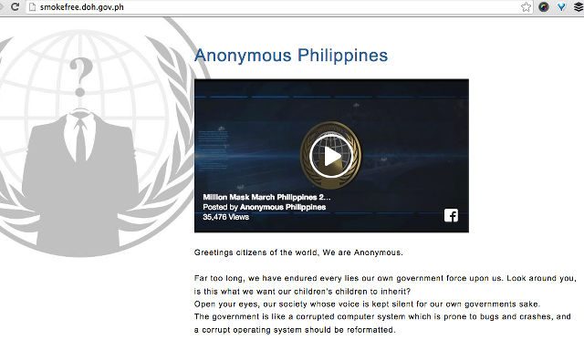 Anonymous PH defaces gov’t sites to promote rally