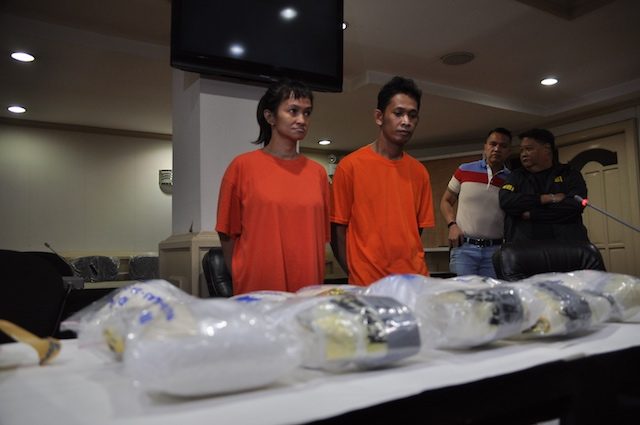 ARRESTED. Suspects Irene Biazon and Reynaldo Cordero are presented at a press conference at the NBI headquarters on January 30, 2020. Photo by Inoue Jaena/Rappler 