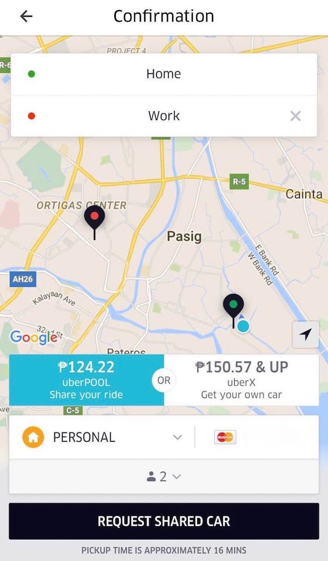 SHARED RIDES. Selecting Uberpool provides a cheaper ride than getting your own car through Uber X. 