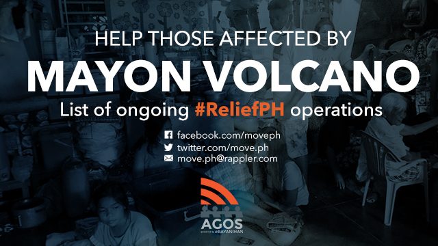 #ReliefPH: Help those affected by Mayon Volcano threats